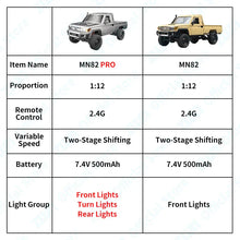 将图片加载到图库查看器,ZWN 1:12 Full Scale RC CAR MN82 Upgraded MN82 PRO Controllable Headlights 2.4G 4WD Off-Road Car Pick Up Truck Toy for Kids Gifts