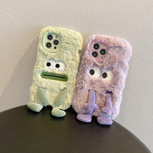 Load image into Gallery viewer, 3D Cute Hairy Fluffy Fur Plush Winter Warm Phone Case For iPhone 14 13 12 11 Pro Max Plus Soft Cartoon Back Cover Cute Fuzzy Furry Case Fashion Luxury Case