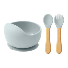 将图片加载到图库查看器,Mamaplan 3PCS Baby Silicone Feeding Set Suction Bowl Spoon Fork