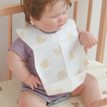 Load image into Gallery viewer, 50-Pack Disposable Bibs for Babies Aged 6 Months to 2 Years Cartoon Bear Feeding Bib for Boy Girl Non-woven Drool Towel