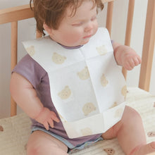 Load image into Gallery viewer, 50-Pack Disposable Bibs for Babies Aged 6 Months to 2 Years Cartoon Bear Feeding Bib for Boy Girl Non-woven Drool Towel