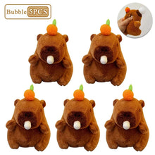 Load image into Gallery viewer, Plush Capybara Keychain – Cute Persimmon Wagging Tail Pendant Toy