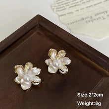 Load image into Gallery viewer, White Flower & Butterfly Dangle Earrings β Acrylic Pearl Heart Jewelry