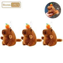 Load image into Gallery viewer, Plush Capybara Keychain – Cute Persimmon Wagging Tail Pendant Toy
