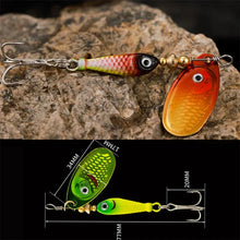 Load image into Gallery viewer, Rotating Metal Spinner Fishing Lure 9.1g 7cm β Sequin Hard Bait with Treble Hook for Bass, Pike, Carp & Trout
