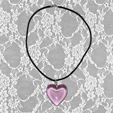 Load image into Gallery viewer, Big Red Glass Heart Pendant Black String Necklace For Women Pink Green Red AB Purple Crystal Stone Lovely Y2K Pendant Jewelry