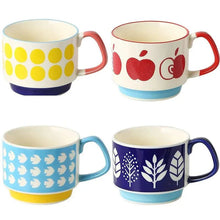 Load image into Gallery viewer, Japanese Flower Coffee Mug Set – Retro Ceramic Cup