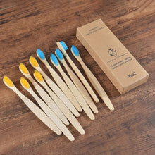 Load image into Gallery viewer, 10Pcs Colorful Toothbrush Natural Bamboo Tooth Brush Sets Soft Bristle Charcoal Teeth Eco Bamboo Toothbrushes Dental Oral Care