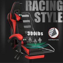 Load image into Gallery viewer, Gaming Chair with Footrest Gamer Chairs Ergonomic with Lumbar Cushion Headrest Gaming Chair Height Adjustable Computer Chair