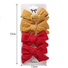 Load image into Gallery viewer, 4Pcs Baby Bows Hair Clips Cotton Linen Hairpins for Girls
