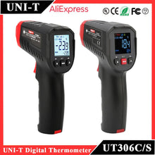 将图片加载到图库查看器,UNI-T UT306S UT306C Digital Thermometer Non Contact Household Industrial Infrared Laser Temperature Tester Meter Gun -50℃-500℃