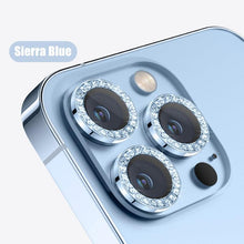 将图片加载到图库查看器,Glitter Diamond Rhinestones Metal Ring Camera Tempered Glass For iPhone 11 12 13 14 Pro Max Mini Plus Lens Protector Full Cover 9H Tempered Glass Camera Lens Protector Metal Single Ring Full Coverage Camera Lens Protector