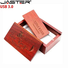 Load image into Gallery viewer, JASTER Wooden Block USB 3.0 Flash Drive Red Wood Pendrive 4GB 8GB 16GB 32GB 64GB 128GB Memory Stick U Disk Gift