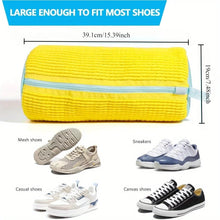 Load image into Gallery viewer, Durable Shoe Washing Machine Bag β Yellow & Blue Zipper | Protective Laundry Wash Bag for Sneakers & Casual Shoes