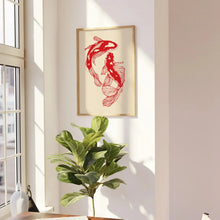 Load image into Gallery viewer, Japanese Red Koi Fish Canvas Wall Art Minimalist Poster