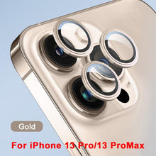 Load image into Gallery viewer, 3D Protective Glass Camera Protector Cover For iPhone 13 Pro Max i Phone 13Pro 13 Mini Rear Lens Metal Ring Protect Camera Lens Case Individual Metal Scratch Resistant HD Clear Case Tempered Glass Camera Case