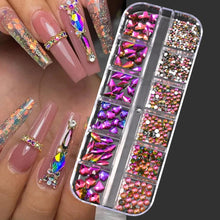 Load image into Gallery viewer, 100/50cm Luxury Crystal Chain Nail Charms - 1.5/2mm Clear & AB Diamond Nail Art Decoration