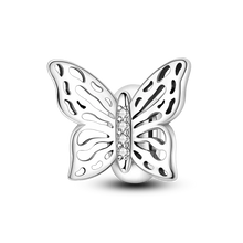 将图片加载到图库查看器,100% 925 Sterling Silver Rainbow Zircon Butterfly Dragon Silicone Stopper Charms - Colorful Beads for DIY Bracelets, Customizable Jewelry for All Occasions