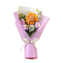 Load image into Gallery viewer, Artificial Flower Crochet Bouquet Handmade Anniversary Sunflower Daisy Bouquet Mothers Day Birthday Gift Eternal Flower