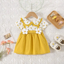 Load image into Gallery viewer, Baby Girl Floral Summer Dress (0–3Y) – Cotton Two-Piece Style Shoulder Strap Outfit