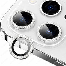 Load image into Gallery viewer, Bling Glitter 9h Hardness Drop-proof Metal Individual Ring Protector For Iphone 14 Pro Max Diamond Metal Camera Protector On For Iphone 14 Plus 14pro Max 14 Pro Camera Protector 3pcs/set Lens Glass