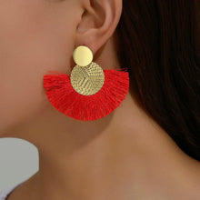 Load image into Gallery viewer, Bohemian Tassel Earrings – White Fringe Dangle Statement Jewelry for Women