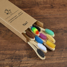 Load image into Gallery viewer, 10Pcs Colorful Toothbrush Natural Bamboo Tooth Brush Sets Soft Bristle Charcoal Teeth Eco Bamboo Toothbrushes Dental Oral Care