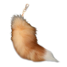 Load image into Gallery viewer, Plush-Fox Tail Keychain Furry Racoon Tail Keyring Keychain 28cm Animal Tail Key-Pendant Pompoms Keyring Holder Bag-Decor