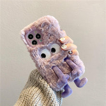 Load image into Gallery viewer, 3D Cute Hairy Fluffy Fur Plush Winter Warm Phone Case For iPhone 14 13 12 11 Pro Max Plus Soft Cartoon Back Cover Cute Fuzzy Furry Case Fashion Luxury Case