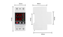 Load image into Gallery viewer, Dual Display 40A 63A 230V Din Rail Adjustable digital Over Under Voltage Relay Surge Protector Limit Over Current Protection
