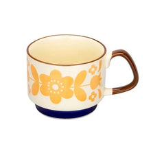 Load image into Gallery viewer, Japanese Flower Coffee Mug Set – Retro Ceramic Cup
