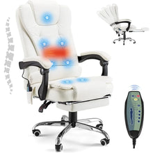Load image into Gallery viewer, Office Chair with 7 Point Vibrating Massage&Heat Functions, Ergonomic Recliner Chair w/Footrest PU Leather Wide Computer Desk Ch