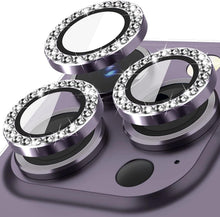 Load image into Gallery viewer, Bling Glitter 9h Hardness Drop-proof Metal Individual Ring Protector For Iphone 14 Pro Max Diamond Metal Camera Protector On For Iphone 14 Plus 14pro Max 14 Pro Camera Protector 3pcs/set Lens Glass
