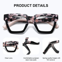 将图片加载到图库查看器,BARCUR Large Fashionable Frame Pink Reading Glasses for Women – Stylish Square Thick Frame Eyewear with Multi-Degree Options for Men & Women – Lightweight Blue Light Blocking Computer Glasses with White Gift Box for Home Office & Study