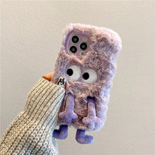 Load image into Gallery viewer, 3D Cute Hairy Fluffy Fur Plush Winter Warm Phone Case For iPhone 14 13 12 11 Pro Max Plus Soft Cartoon Back Cover Cute Fuzzy Furry Case Fashion Luxury Case