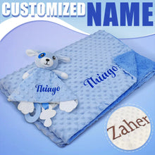 Load image into Gallery viewer, Personalized Newborn Baby Blanket with Name & Custom Stroller Gift Set