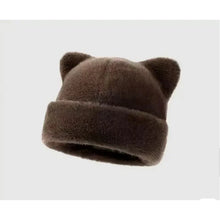 将图片加载到图库查看器,Leopard print plush teddy bear hat for women, sweet and cute, thick and warm, retro and versatile, hooded beanie.