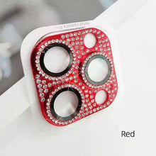 Load image into Gallery viewer, Camera Protector For iPhone 14Pro 14 13 12 Pro 11 Max Bling Glitter Diamond Metal Lens Glass Film 13Pro 14Plus 14 14ProMax Ring Shiny Diamond Metal Cover Glass Lens Protector Accessories