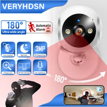 Load image into Gallery viewer, VERYHDSN 3MP PTZ Wifi Camera 180° Ultra Wide Angle IP ONVIF Security Home Cameras Surveillance Face Detection Night Full Color