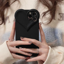 Load image into Gallery viewer, Fashion Cool Black Love Heart Phone Case For iPhone 14 13 Pro Max 12 11 XR XS Dustproof Soft Shockproof Back Cover Luxury Soft Back Cover Raised Full Camera Protection Bumper Silicone Shockproof Phone Case