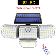 Load image into Gallery viewer, Solar Outdoor Security Light โ 182/112 LED Floodlight with 3 Adjustable Modes, IP65 Waterproof Motion Sensor Lamp for Garage, Garden & Yard