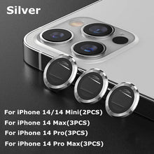 Load image into Gallery viewer, 9H Tempered Glass Camera Cover Screen Protector Metal Ring Decoration Accessories For iPhone 14 13 Pro Max Metal Camera Lens Ring Glass Camera Lens Protectors for iPhone 14 13mini 13pro 14plus 14pro Camera Film