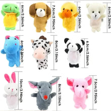Load image into Gallery viewer, Cartoon Finger Puppets – 1/5/10pcs Plush Hand Dolls for Kids