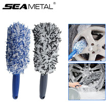 将图片加载到图库查看器,SEAMETAL Car Wheel Tire Rim Cleaning Brush Portable Plush Car Wheel Hub Brush Washing Tool Car Detailing Care Dust Removal Brush