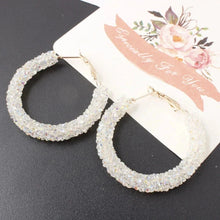 Load image into Gallery viewer, White Flower & Butterfly Dangle Earrings β Acrylic Pearl Heart Jewelry