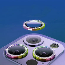 将图片加载到图库查看器,Glitter Diamond Rhinestones Metal Ring Camera Tempered Glass For iPhone 11 12 13 14 Pro Max Mini Plus Lens Protector Full Cover 9H Tempered Glass Camera Lens Protector Metal Single Ring Full Coverage Camera Lens Protector