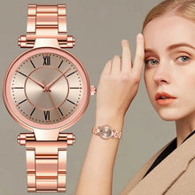 将图片加载到图库查看器,Luxury Rose Gold Stainless Steel Watches Female Classic Round Dial Quartz Watch Women Business Wristwatches Wrist Jewelry Reloj