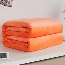 Load image into Gallery viewer, 230GSM Coral Fleece Flannel Blankets For Beds Solid Blue Pink Soft Warm Thin Bedspread Sofa Cover Faux Fur Plaid Blanket