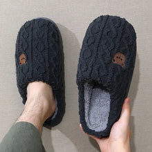将图片加载到图库查看器,Winter Fluffy Shoes Women Cotton Slippers Cartoon Bear Thick Sole Warm Slides Men Female Couple House Indoor Plush Flat Shoes