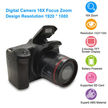 Load image into Gallery viewer, Digital Camera 16X Focus Zoom Design Resolution 1920*1080 Supported Storage Card Battery Powered Operated for Photos Taking Stud